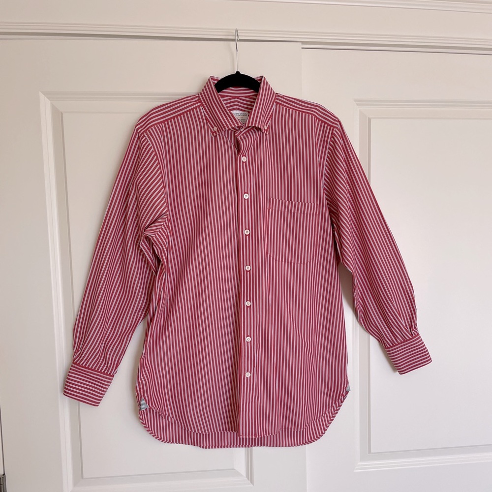 J.P. TILFORD CUSTOM red with stripe dress shirt